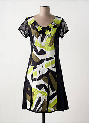 Rochie midi imprimeu fantezie mâneci scurte negru QUATTRO femeie