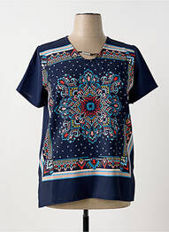 Tricou imprimeu fantezie mâneci scurte albastru GALMALLA femme