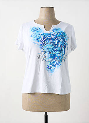 Tricou serigrafie cu strasuri mâneci scurte alb COSTURA 40 femeie