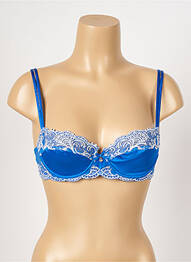 Sutien efect material satinat sutien balconet cu decolteu înalt albastru LISE CHARMEL femme