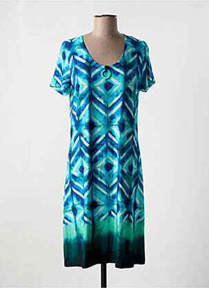 Rochie midi imprimeu fantezie mâneci scurte albastru EGATEX femeie