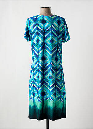 Rochie midi imprimeu fantezie mâneci scurte albastru EGATEX femeie