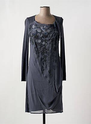 Rochie midi imprimeu fantezie mâneci lungi gri MADO ET LES AUTRES femeie