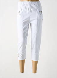 Pantalon trei sferturi talie elastică talie înaltă alb CHERRY B femeie