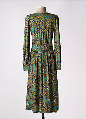 Rochie midi imprimeu fantezie mâneci lungi verde KING LOUIE femeie
