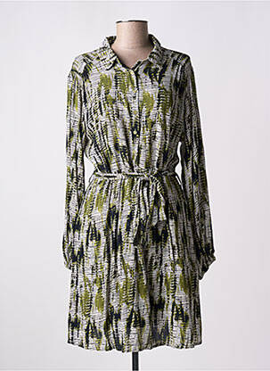 Rochie midi imprimeu fantezie mâneci lungi verde EMILIE.K femeie