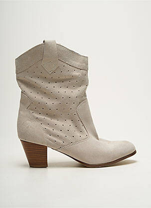 Botine/ghete cubanez toc de 4 la 6 cm bej LE TEMPS DES CERISES femeie