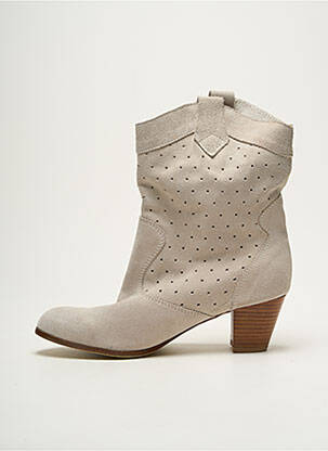 Botine/ghete cubanez toc de 4 la 6 cm bej LE TEMPS DES CERISES femeie
