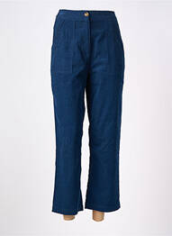 Pantalon 7/8 închidere cu fermoar sub clapetă cu nasturi albastru FRNCH femme