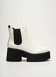 Botine/ghete vârf rotund toc de 4 la 6 cm alb BUFFALO femeie