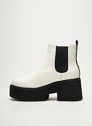 Botine/ghete material neted toc de 4 la 6 cm alb BUFFALO femeie