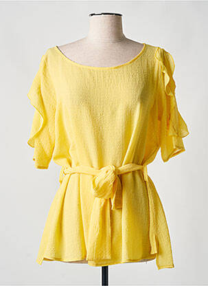 Tunică mâneci scurte galben QUATRE VINGT JOURS femeie