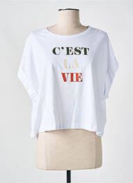 Tricou serigrafie mâneci scurte alb LOSAN femme