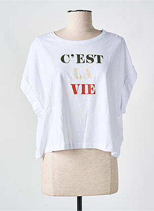 Tricou serigrafie mâneci scurte alb LOSAN femme