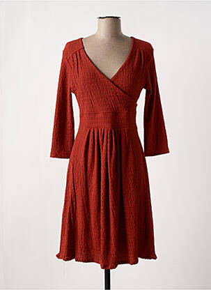 Rochie midi mâneci 3/4 mâneci 3/4 portocalie JOY'S PARIS femeie