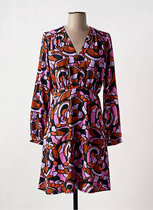 Rochie scurtă croială fluidă mâneci lungi violet ANGE femeie