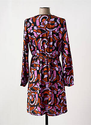 Rochie scurtă croială fluidă mâneci lungi violet ANGE femeie