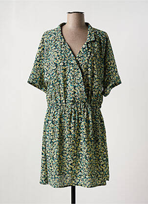 Rochie midi imprimeu floral mâneci scurte verde LE TEMPS DES CERISES femeie