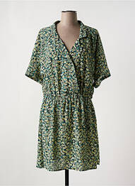 Rochie midi imprimeu floral mâneci scurte verde LE TEMPS DES CERISES femme
