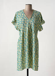 Rochie midi imprimeu floral mâneci scurte verde LE TEMPS DES CERISES femme