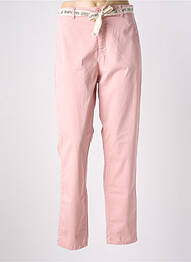 Pantalon chino țesătură poplin talie înaltă roz LE TEMPS DES CERISES femme