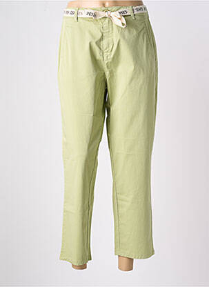 Pantalon chino țesătură poplin talie înaltă verde LE TEMPS DES CERISES femeie