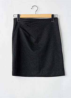Fustă scurtă țesătură tweed negru ICHI femeie