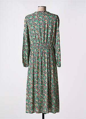 Rochie lungă imprimeu fantezie mâneci lungi verde C'EST BEAU LA VIE femeie