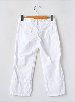 Pantalon drept țesătură poplin talie cu cleme alb CKS fată