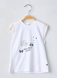 Tricou croială cambrată mâneci scurte alb BERLINGOT fille