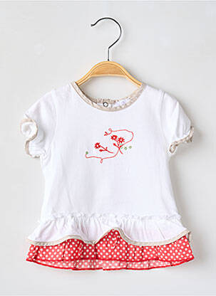 Tricou croială cambrată mâneci scurte alb COUDEMAIL fată