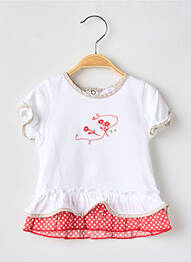 Tricou croială cambrată mâneci scurte alb COUDEMAIL fille