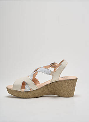 Sandale/pantofi decupați material neted toc de 4 la 6 cm bej BAERCHI femeie