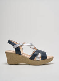 Sandale/pantofi decupați țesătură satinată toc de 4 la 6 cm albastru BAERCHI femme