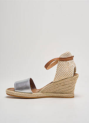 Espadrile țesătură satinată toc de 4 la 6 cm argintiu LA VAGUE femeie