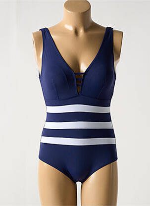 Costum de baie dintr-o singură piesă efect material satinat sutien cu susținere înaltă și burete detașabil albastru COCO SAINT TROPEZ femeie