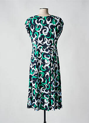 Rochie midi imprimeu fantezie mâneci scurte verde SIGNATURE femeie