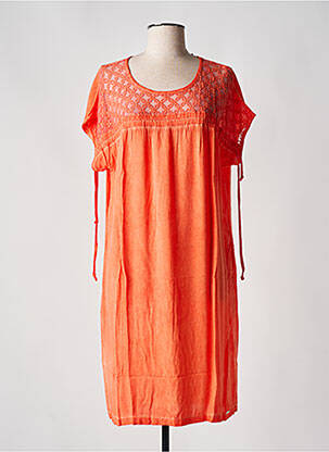 Rochie midi mâneci scurte mâneci scurte portocalie MALOKA femeie
