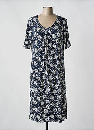 Rochie midi imprimeu floral mâneci scurte albastru SIGNATURE femeie