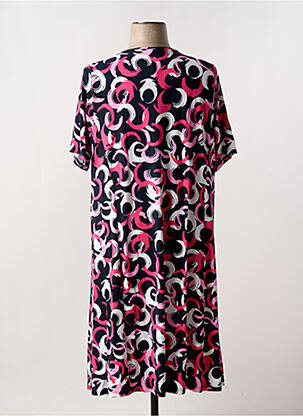 Rochie midi imprimeu fantezie mâneci scurte roz SIGNATURE femeie