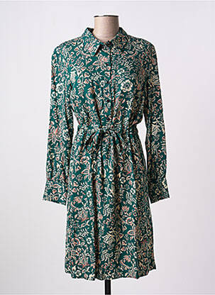 Rochie midi imprimeu fantezie mâneci lungi verde C'EST BEAU LA VIE femeie