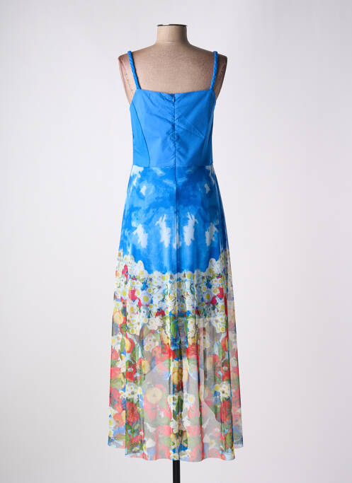 Rochie lungă imprimeu fantezie bretele subțiri albastru MALOKA femme