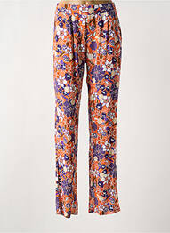 Pantalon drept țesătură poplin talie înaltă portocaliu MERCI BONSOIR femme