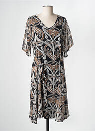 Rochie midi croială fluidă mâneci scurte maro ZHENZI femme