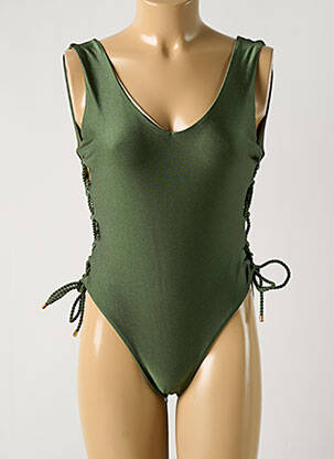 Costum de baie dintr-o singură piesă efect material satinat sutien cupe întregi cu decolteu înalt verde deschis RIO DE SOL femeie