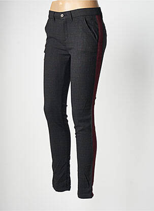 Pantalon chino broderie galoni laterali talie joasă gri REIKO femeie