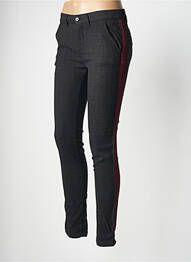Pantalon chino broderie galoni laterali talie joasă gri REIKO femeie