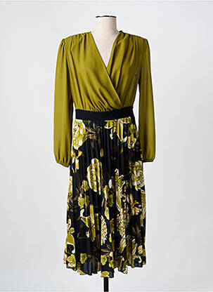 Rochie midi imprimeu floral mâneci lungi verde RINASCIMENTO femeie