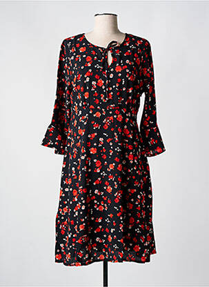 Rochie midi imprimeu floral mâneci lungi negru CHRISTINE LAURE femeie