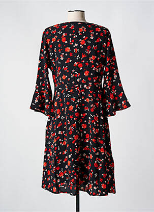 Rochie midi imprimeu floral mâneci lungi negru CHRISTINE LAURE femeie